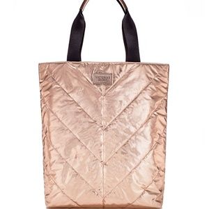 VICTORIA'S SECRET Rose Gold Puffer Tote NWT